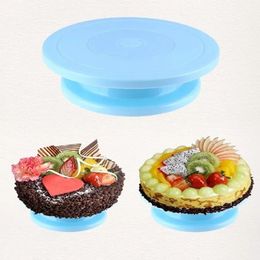Nieuwe 2024 Cake Rotary Tafel Mini Plastic Fondant Cake Tijdbare draaitafel Revolving Platform Ronde Cookie Stand Roterend Home Kitchen accessoire voor voor