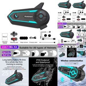 NUEVO 2024 CAR ELECTRONICS BLUETOOTH Motorcycle Intercom Cosset Auricales 2 Jinetes Interfina de comunicación inalámbrica con auriculares con luz ambiental auriculares