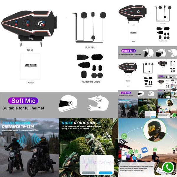 Nuevo auricular de casco de motocicleta de electrones de automóviles 2024 Bluetooth 5.0 Kit de llamadas de llamadas inalámbricas a la alenphone estereo anti-interferencia impermeable