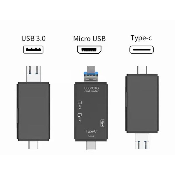 Nuevo lector de tarjetas 2024 USB 3.0 Tipo C a SD Micro TF SD Adaptador para accesorios para portátiles OTG Card Reader