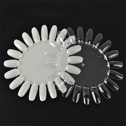 Nuevo 2024 Clear Natural False Nail Art Display Exhibtion Wheel Wheel Nail Swatch Polea Practice Paleta acrílica Accesorios de manicura Herramienta para