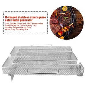 NOUVEAU 2024 Générateur de fumée froide accessoires BBQ Barbecue en acier Grill outil de cuisson Fumeur Salmon Bacon Fish Bood Colon Cold Fumer Boîte - pour -