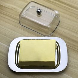 Nuevo 2024 Fissman 304 Caja de mantequilla de acero inoxidable Box Contenedor de contenedores Servidor de queso Bandeja de almacenamiento con vajilla de cocina tapa1.para Fissman