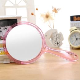 new 2024 Hand Mirror Double-sided Handheld Mirror 1x/3x Magnifying Mirror With Handle Transparent Hand Mirror Rounded Shape Makeup Mirror