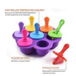 new 2024 Hot 7 Cavity Silicone Mini Ice Pops Mold Ice Cream Ball Maker Popsicles Molds Baby Diy Food Supplement Tool Moldes De Silicona - -