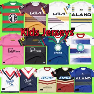 Nieuwe 2024 Kids Rugby Jerseys Zeeland Warriors Dolphins Brisbane Broncos Parramatta Eels Roosters South Sydney Rabbitohs Penrith Panthers Boys