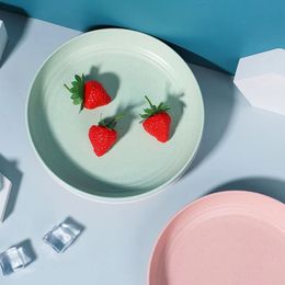 Nieuwe 2024 keuken plastic borden tarwe stro voedselsaus schotel smaakbord snack fruitborden rond huishoudelijke gerechten moderne dinerborden - voor