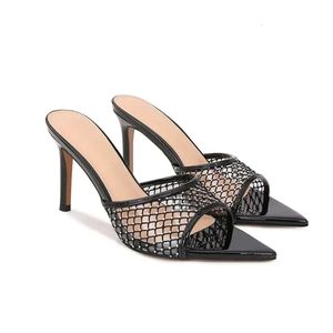 NOUVEAU 2024 Sandales en cuir SheepSkin Dames 8,5 cm STILETTO HEUR HEEL PEET TOE PILAGE PLIME SHOINS GRID POURTÉE RIVEts Mariage American Europe Diama 2B3