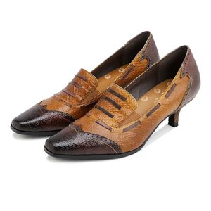 Nieuwe 2024 Lederen vrouwen Bohemia Pumps Dress Shoes 4,5 cm dikke hakken Mary Jane Metal Buckle Mix kleur Amandelvormige tenen lente zomer retro sandalen maat 34-42 9fd4