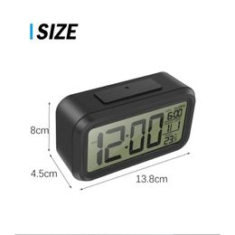 NOUVEAU 2024 LED DIGITAL ALARME Backlight Snooze Mute Calendrier Desktop Bcaklight Table Bcaklight Clocks Horloge de bureau Batterie - Pour LED -