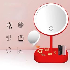 Nieuwe 2024 LED-make-upspiegels met verlichting 5x vergrotende draagbare ronde reisdesktop Vanity Mirror Smart Cosmetics Tool- For Beauty