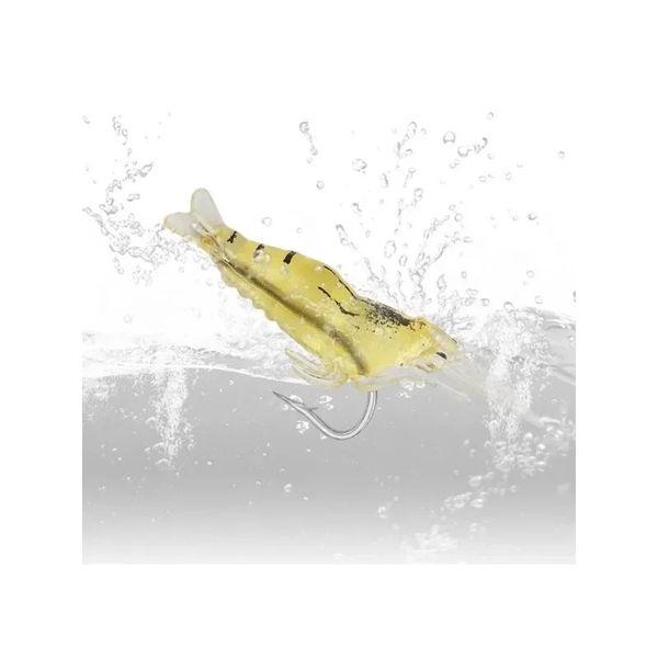 Nouveau 2024 Crevettes lumineuses Faux appâts Soft Simulation Prawn Lure Lure Fish Sodeur Artificiel Trout Bait avec un seul outil de pêche en mer à crochet 1.
