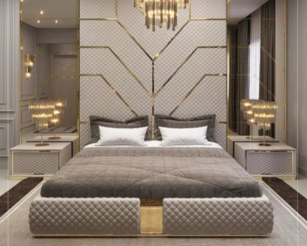 NOUVEAU 2024 Meubles de chambre de luxe Mobilier en cuir microfibre Cadre King Size Cadre de lit moderne Chambre de luxe Chambres modernes