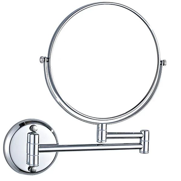 Nuevo 2024 Matte de 6 pulgadas espejo de baño montado en la pared 360 grados plegamiento telescópico 2 espejos cosméticos de baño doble para mujeres montadas en la pared