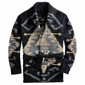 Nieuwe 2024 Mannen Casual Jacquard Trui Vest Met Riem Herfst Winter Sweatercoat Mannelijke Revers Gebreide Streetwear Jas Tops 40Lk #