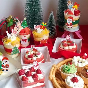 Nouveau 2024 Joyeux Noël dessin animé Santa mélange comestible Glutiner Rice Rice Paper Cake Cupcake Toppers décor Cake Cake de pâtisserie de Noël