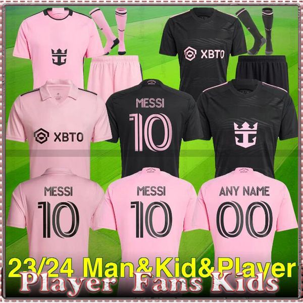 Nouveau 2024 Messi Miami Suarez CF Soccer Jerseys Inter Higuain Fray Campana Yedlin 23 24 25 Football Men and Kids Player Fans Version Shirts Parley One Planet Earth Day