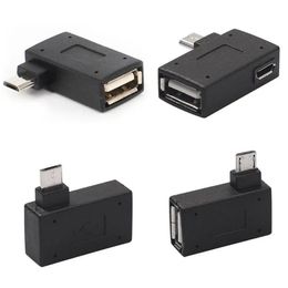 Nuevo adaptador 2024 USB 2.0 Femenino a macho Micro OTG Fuente de alimentación 2018 Puerto 90 grados Izquierda 90 Adaptadores OTG USB en ángulo recto2.para micro