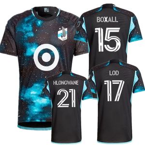 Nieuwe 2024 Minnesota United Voetbalshirts Kindertenue Man Major League 24 Voetbalshirt Thuis Sterrennacht Zwart Weg Noorderlicht Wit REYNOSO HLONGWANE