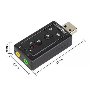 NOUVEAU 2024 NOUVEAU CHANSE 7.1 CH CHANDE USB CARDE AUDIQUE USB 2,0 micro Mic en haut-parleur Contrôle avec convertisseur de prise microphone 3,5 mm pour PCFor PC Mic pour