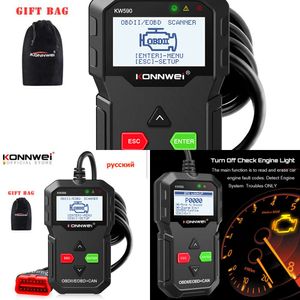 NIEUW 2024 OBD Diagnostische tool Konnwei KW590 Auto Code Reader Automotive OBD2 Scanner Ondersteuning Multi-merken CARSLANGAGES Gratis verzending