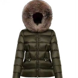 NIEUW 2024 Parkas Dames Nylon Short Down Jacket Zipper Sluiting Pockthick Warm jas Classic Designer Lady Fur Hood Lang Winter Out -meter