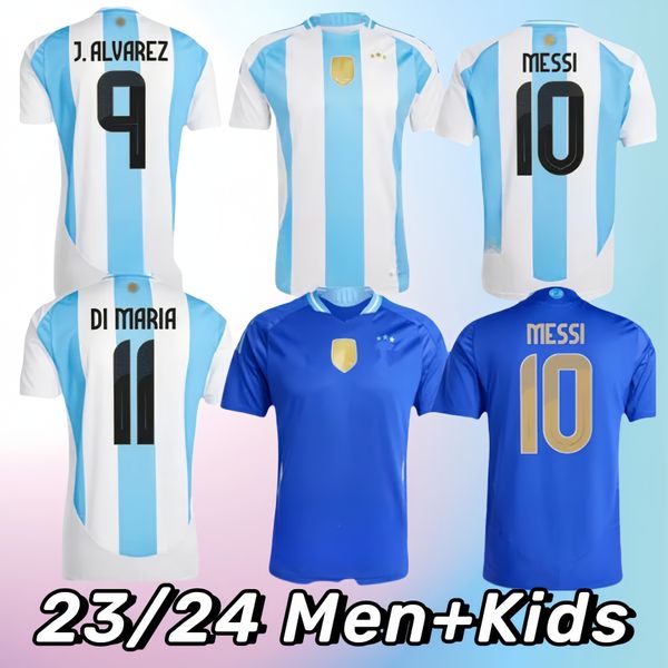 Nouveau 2024 S-2xl Fans Version Argentina Messis Soccer Jerseys 24 25 Dybala di Maria Martinez de Paul Maradona Fernandez Sports Football Shirt Men Women Kid Socks Kit Socks