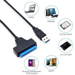 Nouveau câble 2024 SATA à USB 3,0 / 2.0 jusqu'à 6 Gbit / s pour 2,5 pouces Drive du disque dur externe SSD SATA 3 22 broches USB 3.0 à SATA III CORD