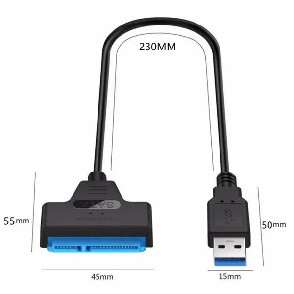 Nouveau câble 2024 SATA à USB 3,0 / 2.0 jusqu'à 6 Gbit / s pour un disque dur SSD HDD externe 2,5 pouces