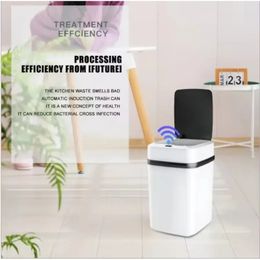NUEVO 2024 Smart Smart Sensor Trash CAN Automatic sin contacto Sensor basura de basura para baños de inodoros de inodoro Bin impermeable con contenedores de desechos de tapaSeguro,