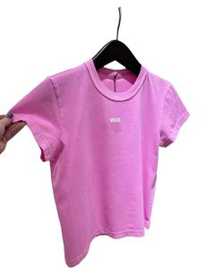 Nouveau 2024 T-shirt d'été solide pour femmes vêtements lettre imprimée col rond T-shirt à manches courtes Femme ample décontracté haut court 100% coton T-shirt