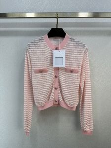 Nieuwe 2024 Spring Tops Runway Sweaters O nek lange mouw high-end Jacquard Cardigan Dames Designer Clothing 0226-10