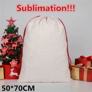 Nieuwe 2024 Sublimatie Blank Santa Sacks Kerstversiering DIY Personlized Tasje Xmas Present Bags Pocket Warmteoverdracht 0711
