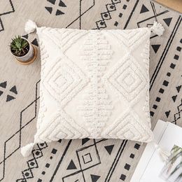 new 2024 Tassels Cushion Cover 45x45cm/30x50cm Beige White Pillow Covers Decorative Pillow Case Square Home Boho Decor Macrame Pillowcasefor