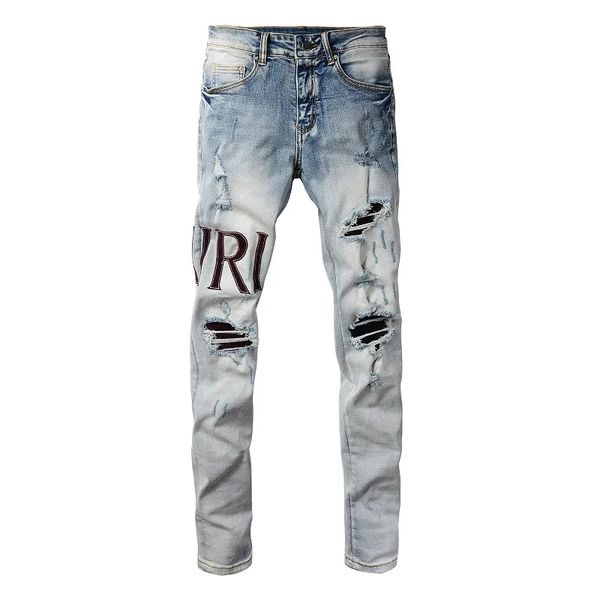 Nuevo 2024 Top Designer Hombres Hombres Ripped Flaco Recto Slim Elástico Denim Biker Jeans Pantalones largos Elegante Fit Jean Slim Fit Tamaño de la motocicleta 28-40