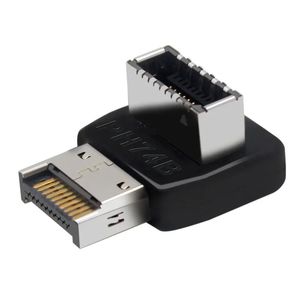 Nuevo adaptador de conector USB 2024 USB3.0 19p/20p a Tipo-E 90 Grados Adaptador de convertidor Caso frontal Tipo C Computadora de computador