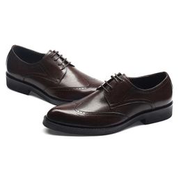 Nouveau 2024 Vintage Men Derby Lace Up Business Chaussures B