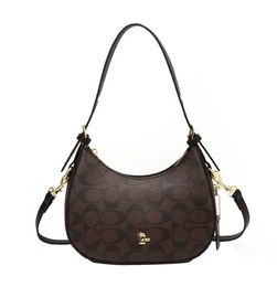 Nuevo 2024 Cuero de mujer Elegante Diseño de luna Bolsas de axila Señora Bolso de hombro de lujo Bolso de muñeca semicircular Verano C0207