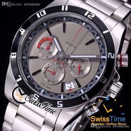 Nieuwe 20530N Miyota Quartz Chronograph Mens Horloge Zwart Binnengrijs Dial Stick Markers Roestvrijstalen Armband Stopwatch Swisstime B54A1