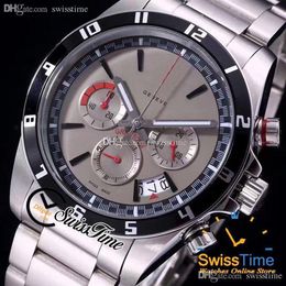 Nieuwe 20530N Miyota quartz chronograaf herenhorloge zwarte binnenkant grijze wijzerplaat stick markers roestvrijstalen armband stopwatch SwissTime B246u