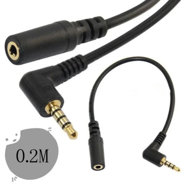 Nouveau 20cm 90 degrés Angle droit à 4 pôles TRRS 3,5 mm Adaptateur d'extension de câble audio AUX M / F 3,5 mm pour PC ou Mic-Gerphone pour une extension du casque