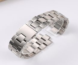Nouveau Bracelet de montre en acier inoxydable massif argenté de 20mm 22mm pour Bracelet de poignet à fermoir à déploiement à extrémité incurvée solide pour hommes Logo 014114845