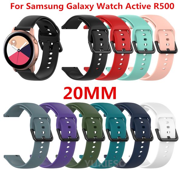 Nouveau bracelet en silicone de 20 mm pour Samsung Galaxy Watch Active SM-R500 Huami amazfit Gear Sport Ticwatch 2 bracelets de montre de remplacement