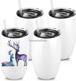 Nieuw!!! 20oz sublimatie wijntumbler glazen blanco's met deksels stemless dubbelwandige vacuüm roestvrijstalen reistumbler voor koffiewijnbekers FY4844 AA