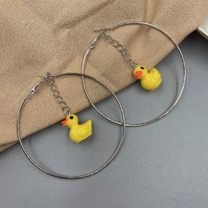 Nieuwe 20 Paar / partij Mode Leuke Gele Duck Charm Oorbellen Meisjes Geometrische Big Hoops Oorbellen Sieraden