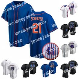 NIEUW #21 Max Scherzer Baseball Jersey Starling Marte Pete Alonso Eduardo Escobar Jacob Degrom Edwin Diaz Francisco Lindor Darryl Strawberry