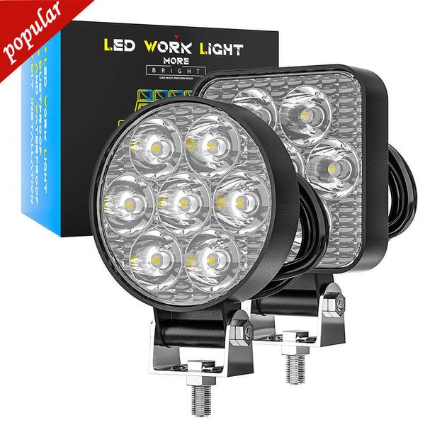 Nouveau 21W 8W 7LED Lampe de travail Mini LED Phare antibrouillard avant de voiture 12V 24V Camion SUV 4X4 4WD Phares d'ingénierie Phares ronds à LED tout-terrain