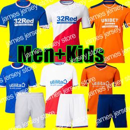 Nouveau 22 23 Glasgow Rangers Soccer Jersey domicile bleu Kit 2022 2023 troisième orange extérieur haut blanc 150e anniversaire football commémoratif légendaire