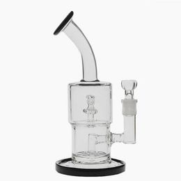 22,5 cm de altura Doble Micro Circ bong Hookahs con cabezal de ducha percolador plataforma petrolera de vidrio pipa de agua para fumar Tamaño de la junta 14,4 mm