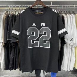 nueva camiseta de traje de pelota de algodón impresa en el logotipo 22 con mangas cortas para deportes callejeros y ocio.